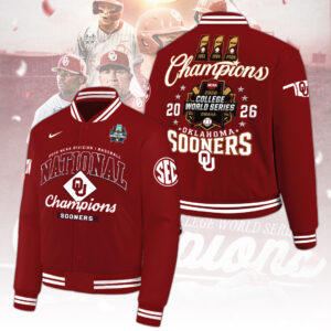 Oklahoma Sooners 2026 NCAA Baseball Men's College World Series Champions Varsity Jacket – TANTN23879