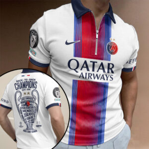 Paris Saint-Germain Champions of Europe 25/26 Zip Polo Shirt - TANTN23976