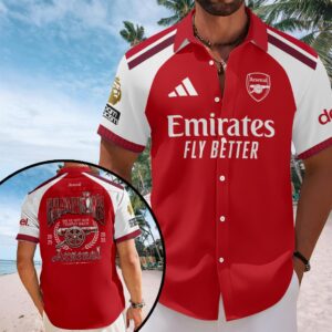 Arsenal FC Premier League Champions 25/26 Short Sleeve Button-Down Shirt – HOATT19558