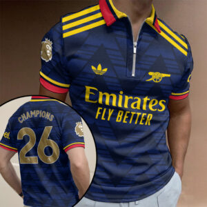 Arsenal FC Premier League Champions 25/26 Zip Polo Shirt - TANTN24495