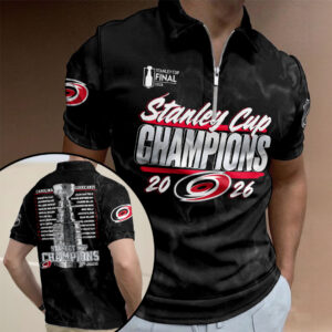 Carolina Hurricanes 2026 Stanley Cup Champions Zip Polo Shirt - HOATT19239