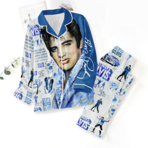 Elvis Presley Satin Pajama Set with Piping - TMTHU7373