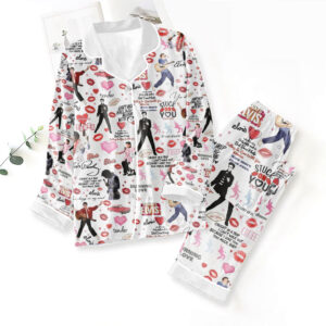 Elvis Presley Satin Pajama Set with Piping - TMTHU7509