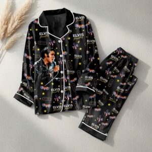 Elvis Presley Satin Pajama Set with Piping - HOATT19987