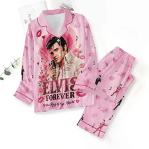 Elvis Presley Satin Pajama Set with Piping - TMTHU7712