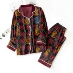 Harry Potter X Gryffindor Satin Pajama Set with Piping – TMTHU7236