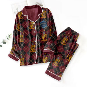 Harry Potter X Gryffindor Satin Pajama Set with Piping - TMTHU7236