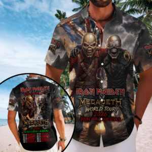 Iron Maiden World Tour Short Sleeve Button-Down Shirt – TMTHU7567