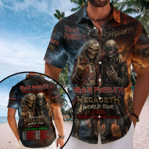 Iron Maiden x Megadeth 2026 World Tour Short Sleeve Button-Down Shirt - TMTHU7421