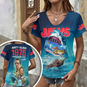 Jaws 3D Women’s V-Neck T-Shirt - HOATT19932