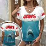 Jaws 3D Women’s V-Neck T-Shirt – HOATT19933