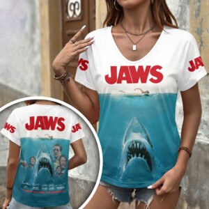 Jaws 3D Women’s V-Neck T-Shirt - HOATT19933