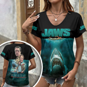 Jaws 3D Women’s V-Neck T-Shirt - HOATT19934