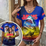 Jaws 3D Women’s V-Neck T-Shirt – HOATT19975