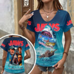 Jaws 3D Women’s V-Neck T-Shirt – HOATT19976
