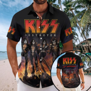 KISS Short Sleeve Button-Down Shirt – TMTHU7298