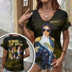 Michael Jackson 3D Women’s V-Neck T-Shirt - HOATT19689