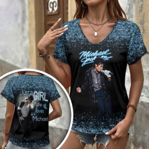 Michael Jackson 3D Women’s V-Neck T-Shirt - HOATT19686