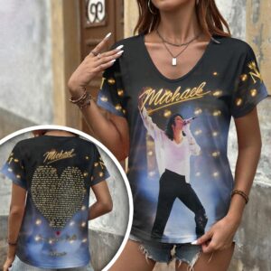 Michael Jackson 3D Women’s V-Neck T-Shirt - HOATT19743