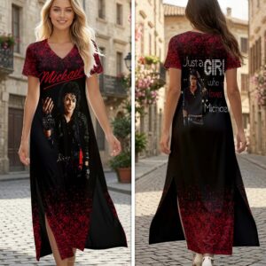 Michael Jackson Short Sleeve Maxi Dress - HOATT19511