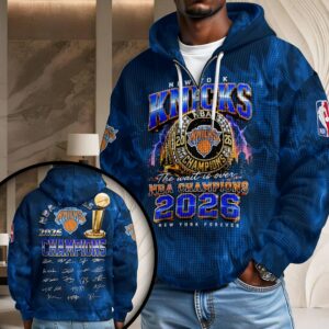 New York Knicks 2026 NBA Finals Champions 3D Unisex Waffle Hoodie - HOATT19242