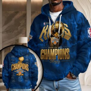 New York Knicks 2026 NBA Finals Champions 3D Unisex Waffle Hoodie - HOATT19263