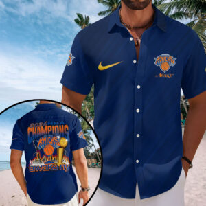 New York Knicks 2026 NBA Finals Champions Short Sleeve Button-Down Shirt – TMTHU7254