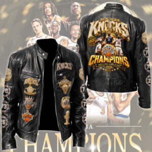 New York Knicks Motorcycle Leather Jacket - GNE7561