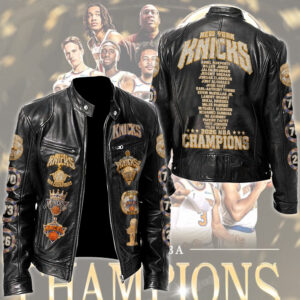 New York Knicks Motorcycle Leather Jacket - GNE7564