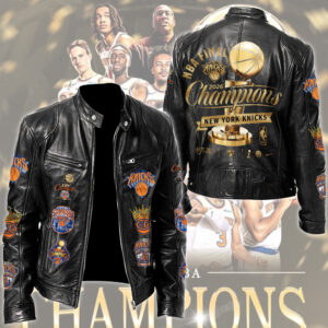 New York Knicks Motorcycle Leather Jacket - TMTHU7396