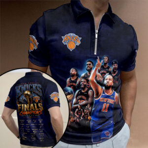 New York Knicks NBA Finals Champions 2026  Zip Polo Shirt - TMTHU7556