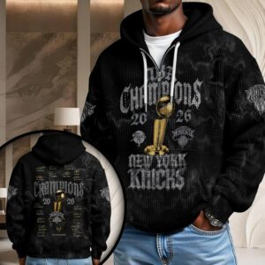 New York Knicks 2026 NBA Finals Champions 3D Unisex Waffle Hoodie - HOATT19167