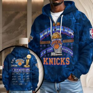 New York Knicks 2026 NBA Finals Champions 3D Unisex Waffle Hoodie - HOATT19478
