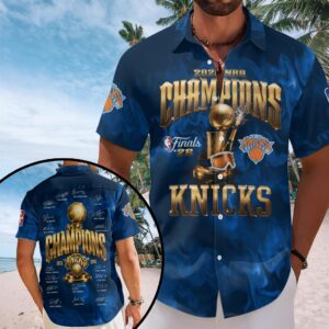 New York Knicks 2026 NBA Finals Champions Short Sleeve Button-Down Shirt – HOATT19122