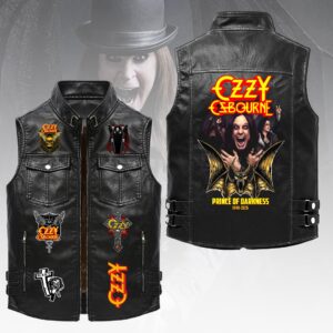 Ozzy Osbourne Premium 2D Sleeveless Leather Vest - HOATT19888