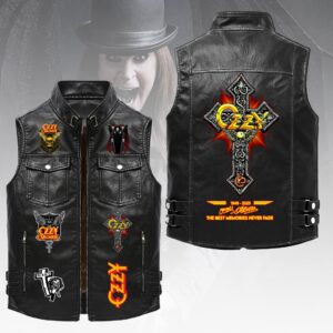 Ozzy Osbourne Premium 2D Sleeveless Leather Vest - HOATT19889