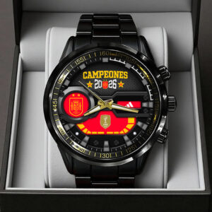 Spain National Team 2026 FIFA World Cup Champions Black Stainless Steel Watch - TANTN24478