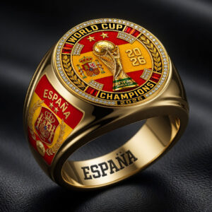 Spain National Team 2026 FIFA World Cup Champions 3D Engraved Ring - HOATT19594