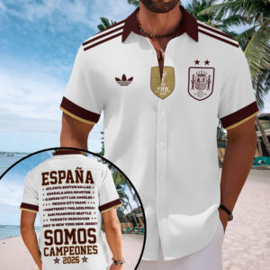Spain National Team 2026 FIFA World Cup Champions Short Sleeve Button-Down Shirt – TMTHU7717