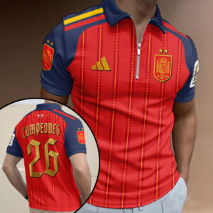 Spain National Team 2026 FIFA World Cup Champions Zip Polo Shirt - HOATT19738