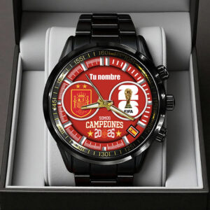Spain National Team 2026 FIFA World Cup Champions Black Stainless Steel Watch - TANTN24345