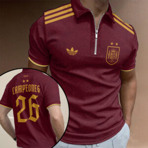 Spain National Team 2026 FIFA World Cup Champions Zip Polo Shirt - TANTN24432