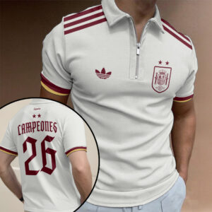 Spain National Team 2026 FIFA World Cup Champions Zip Polo Shirt - TANTN24430
