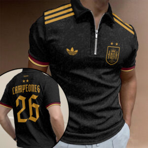 Spain National Team 2026 FIFA World Cup Champions Zip Polo Shirt - TANTN24433