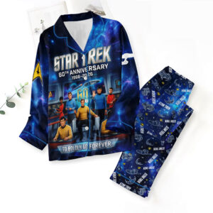 Star Trek 60th Anniversary Satin Pajama Set with Piping - TMTHU7800