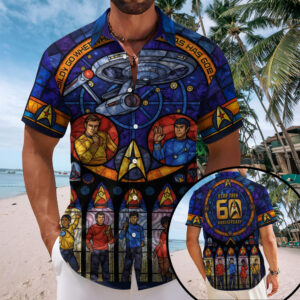 Star Trek 60th Anniversasry Short Sleeve Button-Down Shirt – TMTHU7347