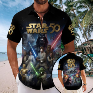 Star Wars 50th Anniversary Short Sleeve Button-Down Shirt – TMTHU7404