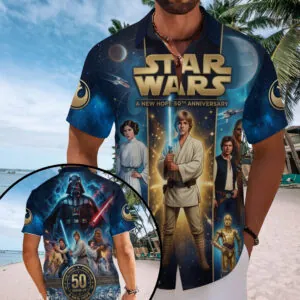 Star Wars 50th Anniversary Short Sleeve Button-Down Shirt – TMTHU7542