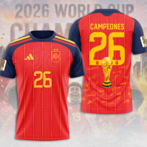 Spain National Team 2026 FIFA World Cup Champions 3D Apparel - TMTHU7616