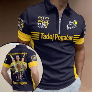 Tadej Pogačar 2026 Tour de France Champion Zip Polo Shirt - TMTHU7861